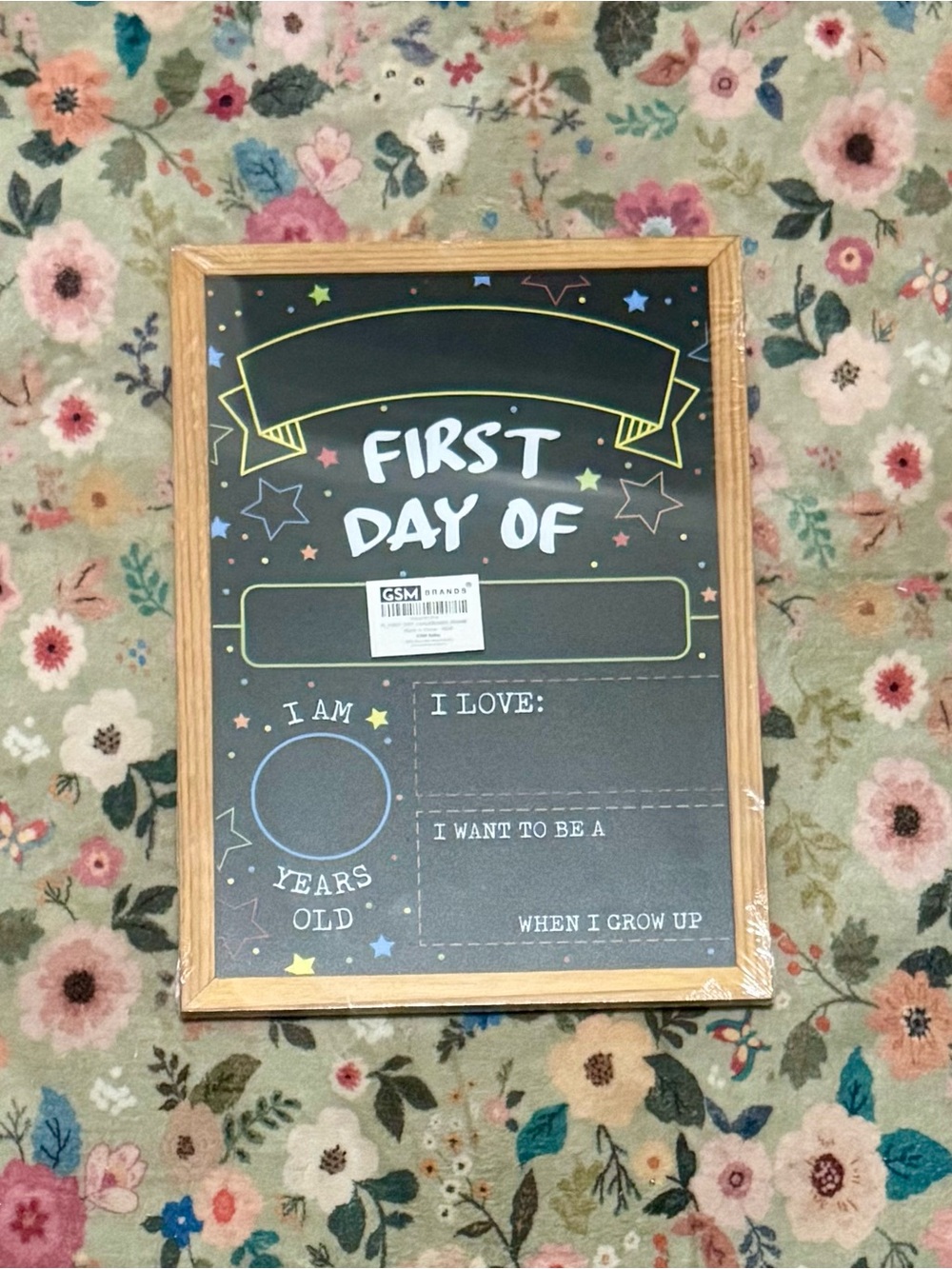 NWT Double Sided First/Last Day Of Chalkboard Sign - Black with Wood Frame